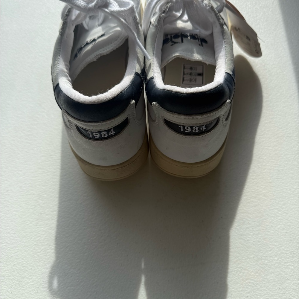 Diadora White and Navy Blue  Men's Sneakers - Picture 2 of 6
